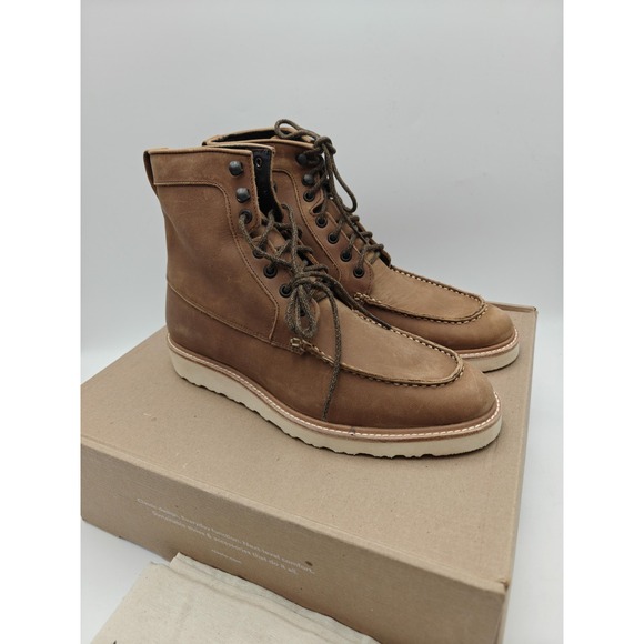 Nisolo All-Weather Mateo Boots Mens Size 8.5 Brown Leather Lace Up Combat Ankle